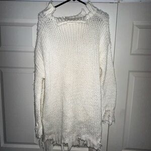 Hot & Delicious Distressed White Sweater